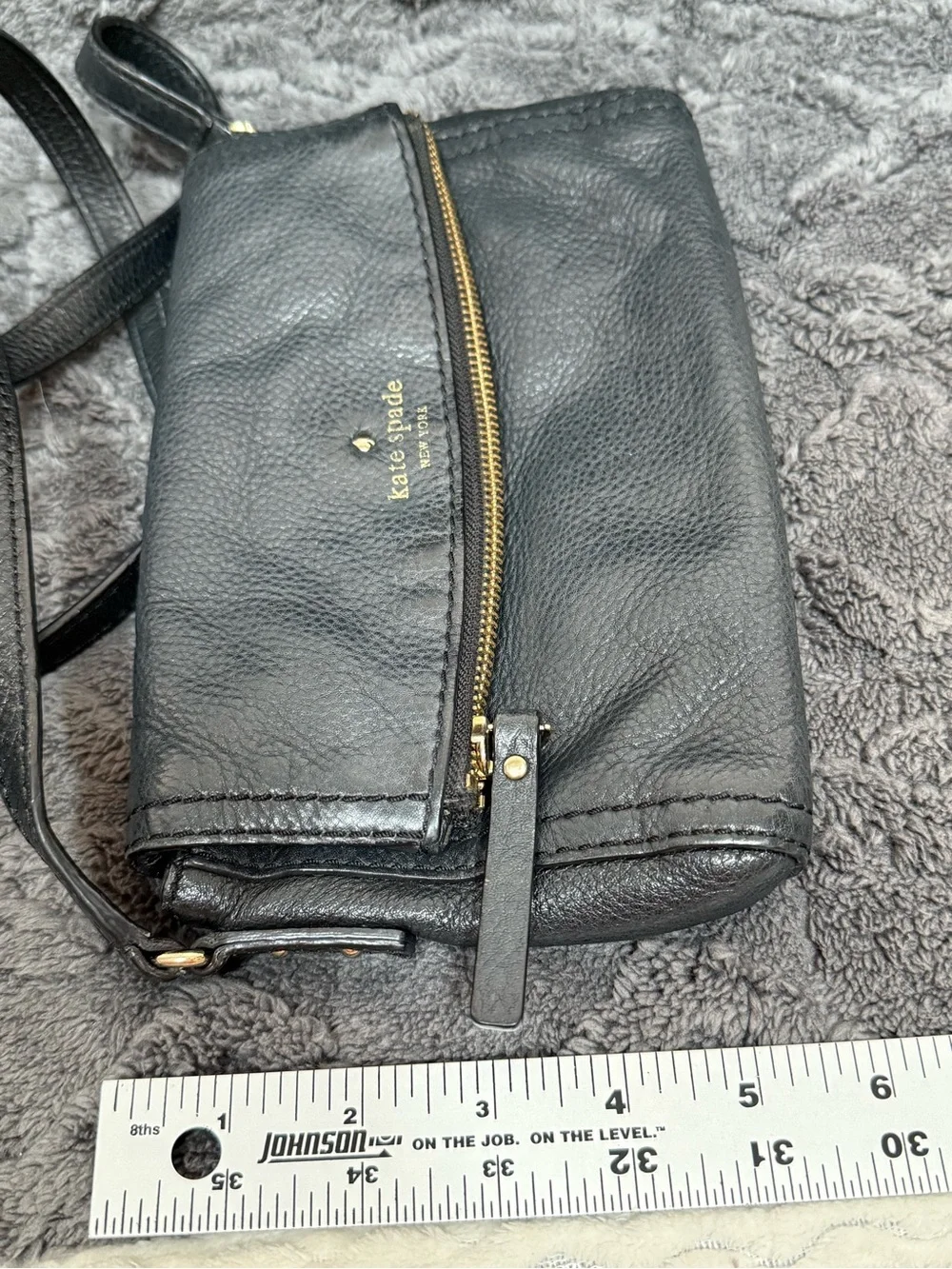 kate spade Black Pebbled Leather Crossbody with Gold Hardware